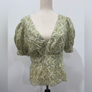 J. Crew Olive Patterned Blouse